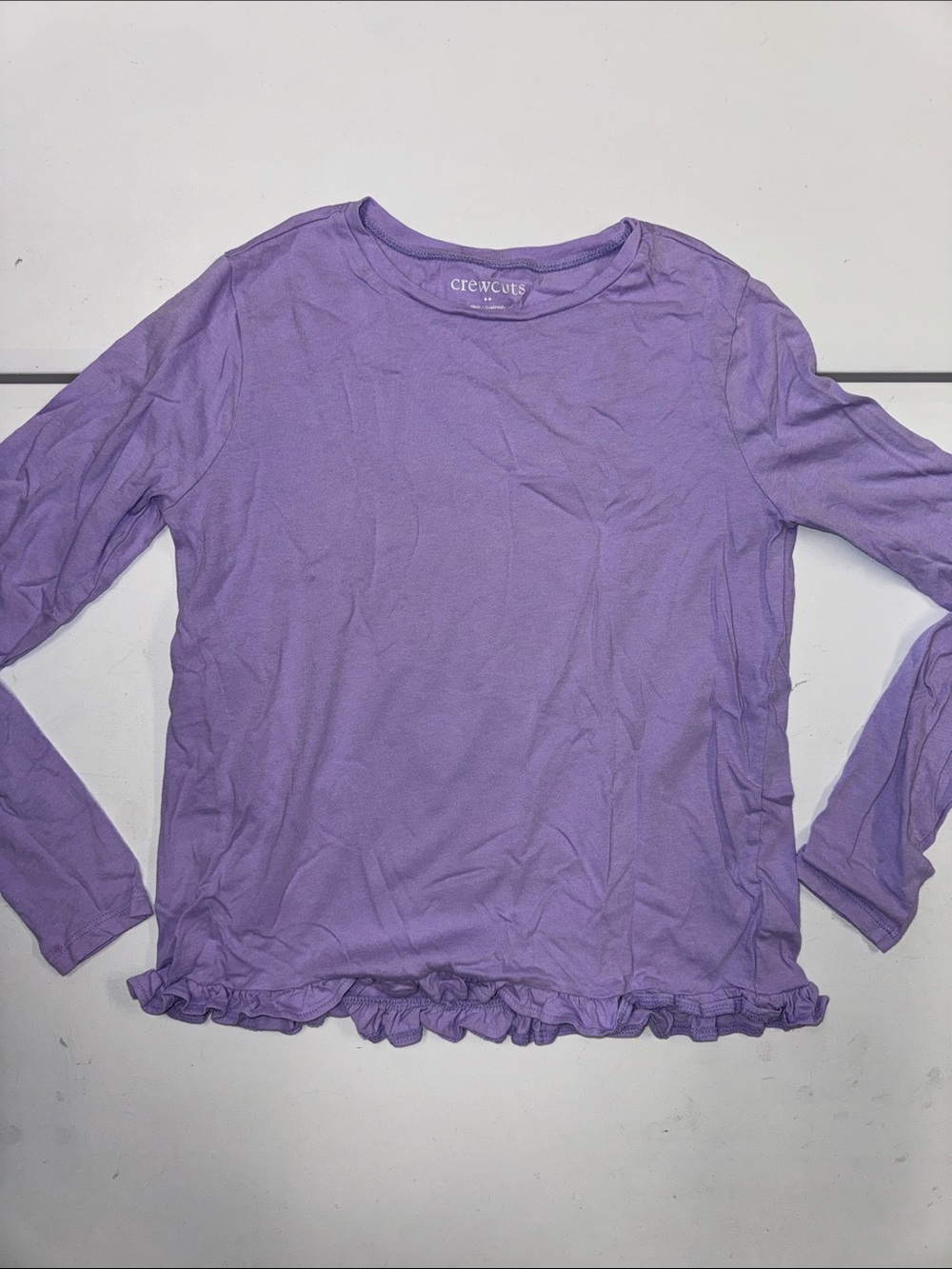 Crewcuts Lavender Ruffle-Hem Long Sleeve Tee